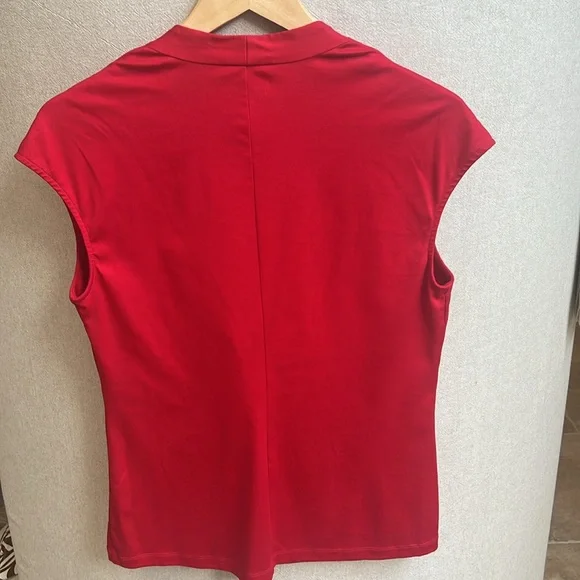 Lafayette 148 New York V-Neck Cap Sleeve Blouse in Red - Picture 6 of 6